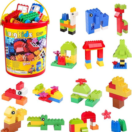 burgkidz 214-Piece Large Building Blocks for Toddlers with Storage Bucket – Big Bricks Compatible with Major Brands – STEM Educational Toys for Kids Ages 2-6, Boys & Girls (Classic Colors)