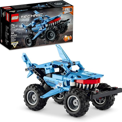 LEGO Technic Monster Jam Megalodon Building Set, 2 in 1 Pull Back Shark Truck to Lusca Low Racer Car Toy, DIY Building Toy Ideas for Outdoor Play for Kids, Boys, and Girls Ages 7 and Up, 42134