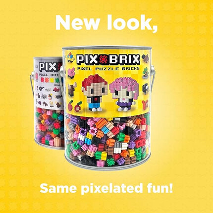 Pix Brix Pixel Art kit Puzzle Bucket - 1,500-Piece Kit with 10-Color Medium Palette – Patented Interlocking Building Bricks for 2D and 3D Creations – STEM Toy for Ages 6+