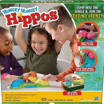 Hasbro Gaming Hungry Hungry Hippos Game for Preschoolers | Instant Marble Relaunch, Easy Set-Up & Storage| Ages 4 and Up | 2 to 4 Players | Kids Games