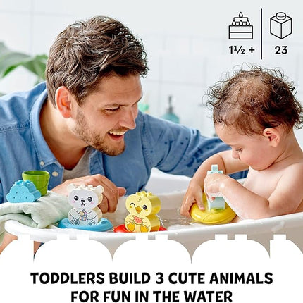 LEGO DUPLO 10965 - Bath Time Fun, Floating Animal Train Bathtub Water Toy for Babies and Toddlers 1.5-3 Years Old with Duck, Hippo, and Polar Bear, Easy to Clean, Great Tub Float Toy for Kids