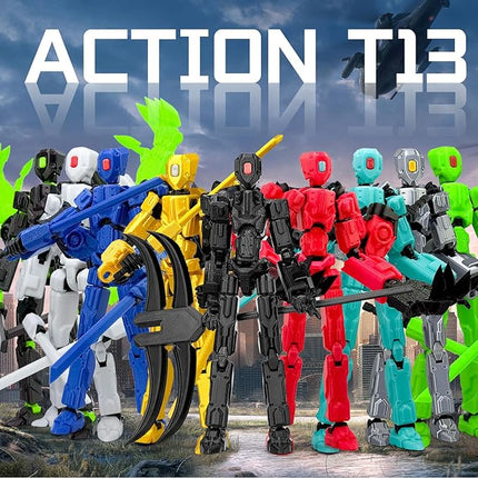 8Inch T13 Action Figure Assembly Completed,3D Printed Multi-Jointed Movable Toy Nova 13 Action Figures Desktop Decorations for Game Lovers Toy (Grey)