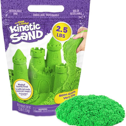 Kinetic Sand, 2.5lbs Green Play Sand, Amazon Exclusive, Resealable Bag (Packaging May Vary), Sensory Toys, Holiday Gifts & Stocking Stuffers for Kids Ages 3 and up