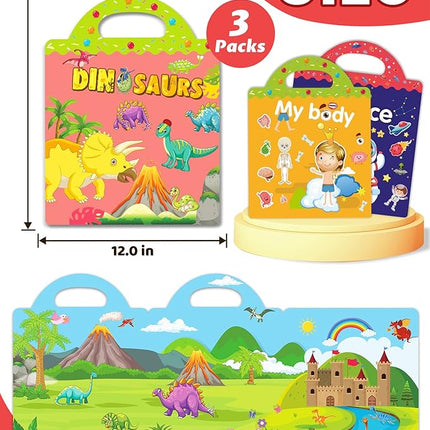 Reusable Sticker Book for Toddlers 2-4 Years, Stickers for Kids, Toddler Sticker Book Ages 1-3, Toddler Craft Activities, Toddlers Travel Toys Ages 2+ Boy Girl Birthday Gifts