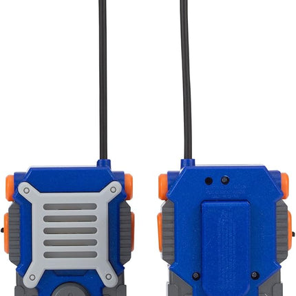 Nerf Walkie Talkie for Kids Fun at The Touch of A Button, Set of 2, 1000' Range by Sakar, Rugged Pair Battery Powered Gray Blue & Orange