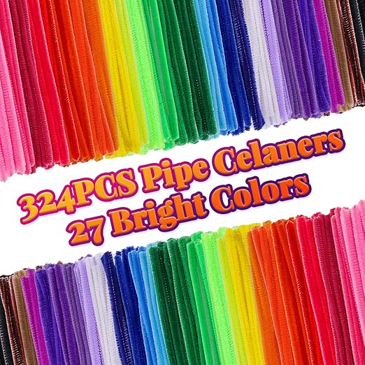 Caydo 324 Pieces Pipe Cleaners 27 Colors Chenille Stems for Valentine's Day Decorations DIY Art Creative Crafts Project Decorations (6 mm x 12 Inch)