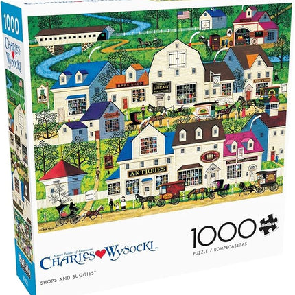 Buffalo Games - Charles Wysocki - Shops and Buggies - 1000 Piece Jigsaw Puzzle for Adults -Challenging Puzzle Perfect for Game Nights - Finished Size is 26.75 x 19.75