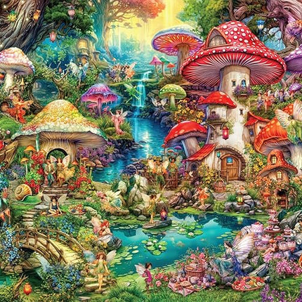 Buffalo Games - Aimee Stewart - Merry Mushroom Village Picnic - 1000 Piece Jigsaw Puzzle for Adults -Challenging Puzzle Perfect for Game Nights - Finished Size is 26.75 x 19.75