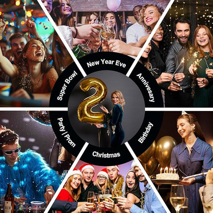 Smlpuame 40 Inch Number 2 Balloons Gold, 4pcs Huge Foil Balloon Numbers 2 0 2 5 for 2nd 5th 20th 25th 50th Birthday Anniversary Graduation Class of 2025 Party Decorations Supplies