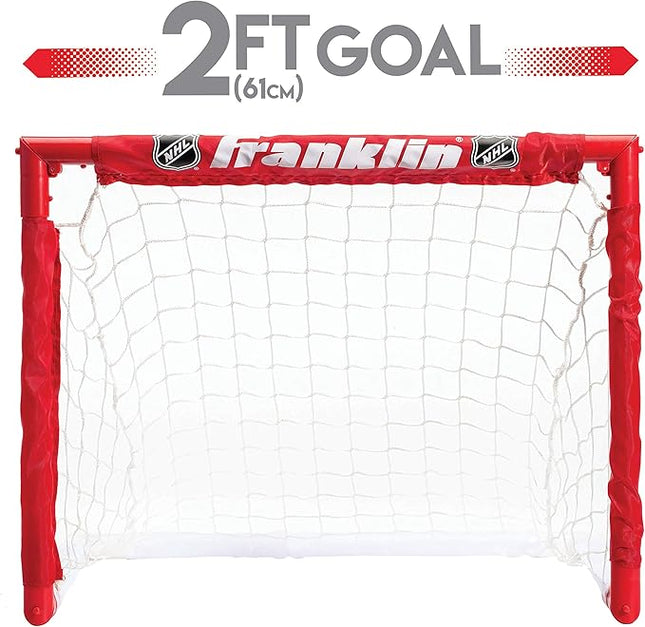 Franklin Sports - NHL Kids Folding Hockey Goals Set - (2) Street Hockey & Knee Hockey Goals - (2) Adjustable Youth Hockey Sticks, (2) Knee Hockey Sticks, (2) Mini Hockey Balls + (1) Street Hockey Ball