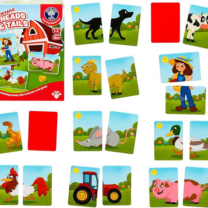 ORCHARD TOYS, Farmyard Heads & Tails Game - New Art, A First Matching Activity That Develops Into a Fun Game, 24 Updated Chunky Cards, Age 18 Months+, 1-4 Players