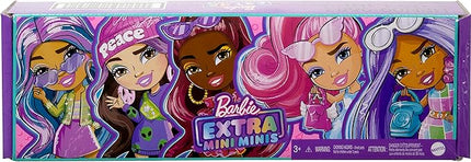 Barbie Extra Mini Minis Dolls 5-Pack, Small Doll Set with Colorful Clothes & Accessories for Unique Looks, 3-inch