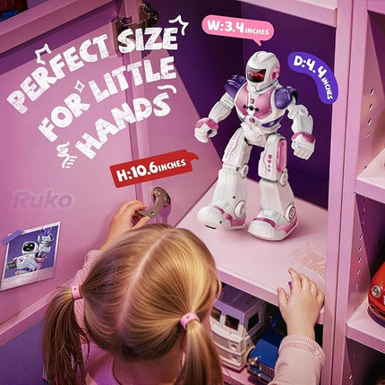 Ruko 6088 RC Robot Toys for Kids, Smart Gesture Sensing Interactive, Singing Dancing Rechargeable Programmable, Gifts for Girls & Boys 3 4 5 6 Years Old, Pink