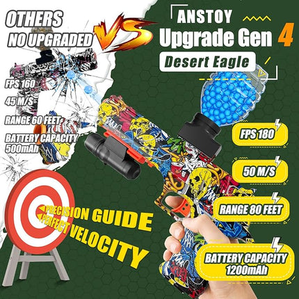 Anstoy Electric Gel Gun Blaster, Automatic Gel Ball Blaster with Goggles, Orby Toy with Sight for Outdoor Backyard Team Games, Rechargeable Splat Toy, for Ages 14+ - Angry