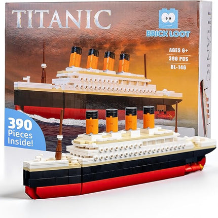 Brick Loot Titanic Micro Building Blocks Set – 390-Piece DIY Ship Model Kit, Mini Bricks for Adults & Kids, 3D Puzzle STEM Toy, Collectible Display, Gift for Ship Lovers & Puzzle Fans (Large)