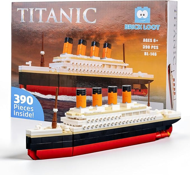Brick Loot Titanic Micro Building Blocks Set – 390-Piece DIY Ship Model Kit, Mini Bricks for Adults & Kids, 3D Puzzle STEM Toy, Collectible Display, Gift for Ship Lovers & Puzzle Fans (Large)