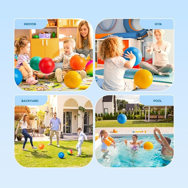 EVERICH TOY Playground Balls Kickball, 6 or 12 Pack 8.5" Dodgeballs Bouncy Kick Balls for Kids Adults Outdoor Indoor, 4 Square Ball Sports School Yard Games for Boys Girls 3-5 5-8 8-12 with Pump