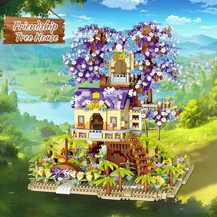 Tree House Building Set,3049 Pcs Friendship TreeHouse Street View Building Kit,STEM Creative Forest House Micro Blocks Toys,Forest Style Model Kit,Christmas Birthday Gifts for Adults,Girls 8-14+