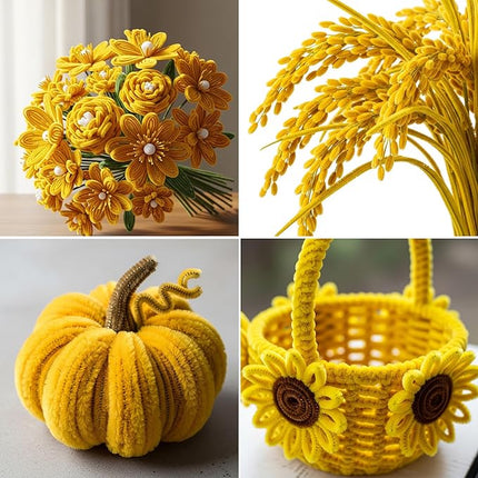 Caydo 200 Pieces Blonde Pipe Cleaners,Thick Fluffy Chenille Stems, Pipe Cleaner Crafts for Arts & Crafts, Perfect for Making Animals, Flowers, and Valentine's Day Decorations