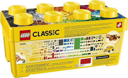 LEGO Classic Medium Creative Brick Box 10696 Building Toy Set - Featuring Storage, Includes Train, Car, and a Tiger Figure, and Playset for Kids, Boys, and Girls Ages 4-99
