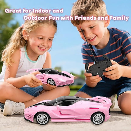 Remote Control Racing Car, 1:18 High Speed RC Cars Toys for Boys Girls, Vehicle Toy with Lights & Controller, Christmas Birthday Gifts for Kids Age 3+ (Pink)