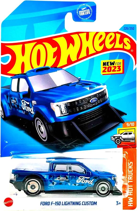 Hot Wheels Ford F-150 Lightning Custom Truck 226/250 New for 2023 9/10, Blue