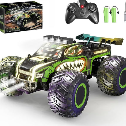 Remote Control Car,RC Cars Toy,High Speed 20 KM/H RC Truck Off-Road with 2 Headlights and 2 Rechargeable Battery,Dinosaur Toys Gift for Adult Boys Kids 4+ Years