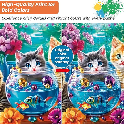 300 Pieces Puzzles for Adults,Unique Fun Cats Jigsaw Puzzles 300 Pieces for Adults Kids Seniors,Animal Pet Lover Puzzle for Kids Ages 8-10 10-12,Challenging Puzzles Perfect for Game Nights,20.5*15 In