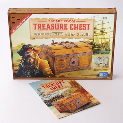 WOODEN.CITY Treasure Chest Puzzle Box for Adults – 3D Wooden Mystery Box Brain Teaser & Escape Room Game with Secret Opening (165 Pieces, Gift Idea)