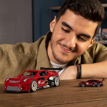 MEGA Hot Wheels Collectible Car Building Toy, Cadillac ATS-V R with 319 Pieces and Die-Cast Model, Build & Display Set for Collectors, Red