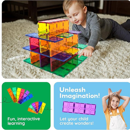 PicassoTiles Large Stabilizer Building Block Base Magnetic Building Block Tiles Jumbo XL Plate Foundation Kit Magnet Tile Stacking STEM Toy Set Compatible Education Construction Learning Square Set