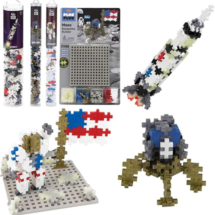 PLUS PLUS - Apollo 11 Space Playset Bundle - Space Mini Maker Tubes and Baseplate Builder - Construction Building STEM | STEAM Toy, Interlocking Mini Puzzle Blocks for Kids