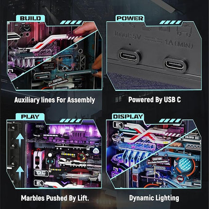 ROKR 2 in 1 Marble Run kit, 3D Plastic Puzzles for Adults, The Last City and The Future City Two Metal Models DIY Miniature Building Toy Kits, Gift for Women Men (Parallel World MRX01)