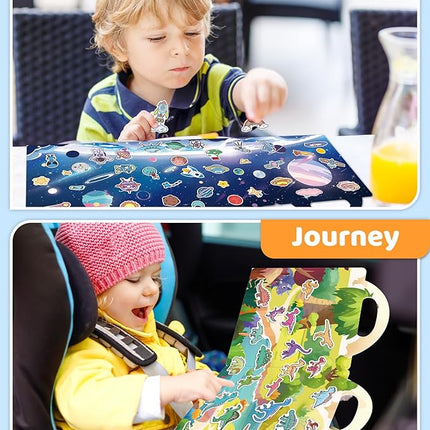 Benresive Reusable Sticker Books for Kids 2-4, Sticker Books for Toddlers 1-3 2-4, Toddler Travel Toys Activities Crafts Gifts - Dinosaurs, Space and Body