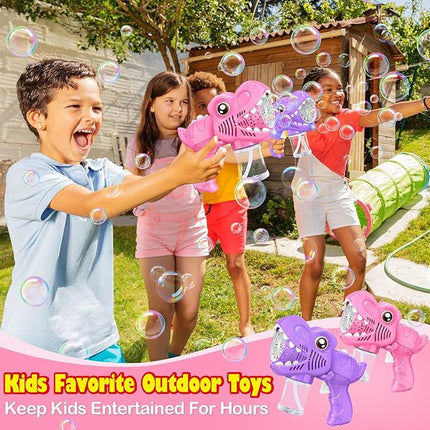 Toys for Girls Kids Ages 3-8: Bubble Gun for Kids 2 Rechargeable Dino Bubble Machine Gift for 3 4 5 6 7 8 Girls Toddlers Ages 4-6 Easter Basket Stuffers Outoor Birthday Christmas Valentines
