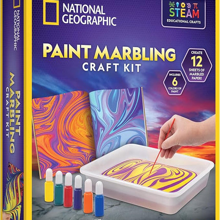 National Geographic Marbling Art Kit - Create 12 Sheets of Marble Art with Paints & Water, Crafts for Kids, Amazon Exclusive