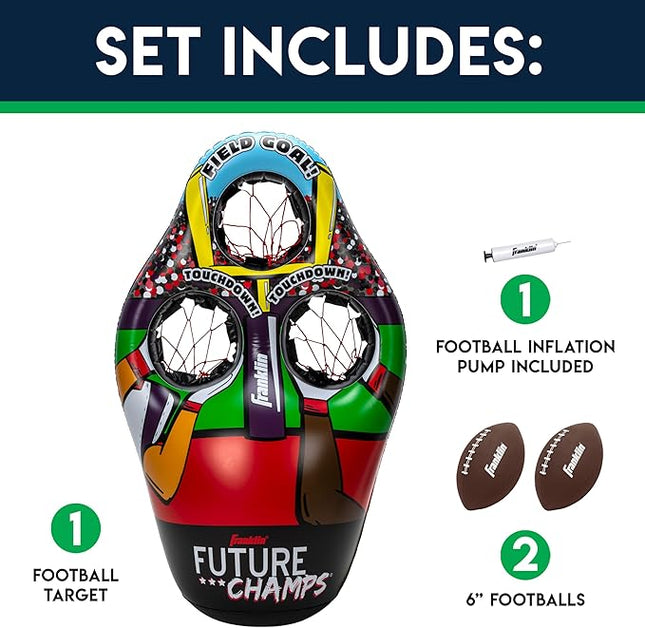 Franklin Sports Kids Football Target Toss Game - Inflatable Throwing Target Toy with Soft Mini Footballs - Fun Kids Sports Game