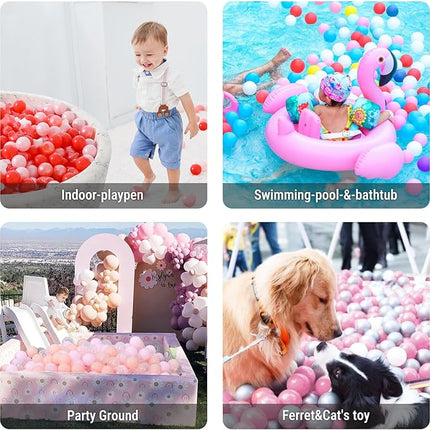 STARBOLO Star Ball Pit Balls for Toddlers - 100pcs Crush Proof Plastic Children's Toy Balls Macaron Ocean Balls for Birthday Parties Games Pool