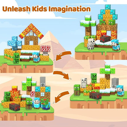 Magnetic Blocks, 100PCS Magnetic Building Blocks, Stacking Magnets for Kids, Sensory Toy for STEM Constructions Magnet Blocks for Boys Girls Age 3+, Christmas Birthday Gifts