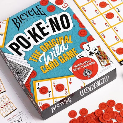 Bicycle Pokeno Card Game Set with Deck, Scoreboards & Chips, Poker meets Keno, Fun Party Game and Family Game Night Favorite, Ages 6+