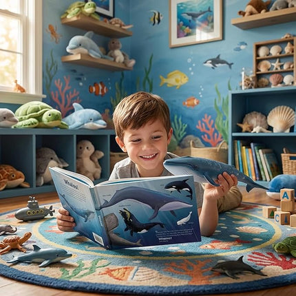 Gemini&Genius Blue Whale Sea Animal Action Figure, Ocean Shark Whale Model Toy, Educational, Role Play, Swim, Beach, Bath and Collectors for Kids