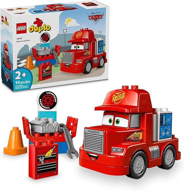 LEGO Disney Pixar Mack at The Race Cars Toys - Pixar Cars Birthday Gift for Toddlers, Preschool, Boys & Girls, Ages 2+ - Educational Building Toys Set - 10417