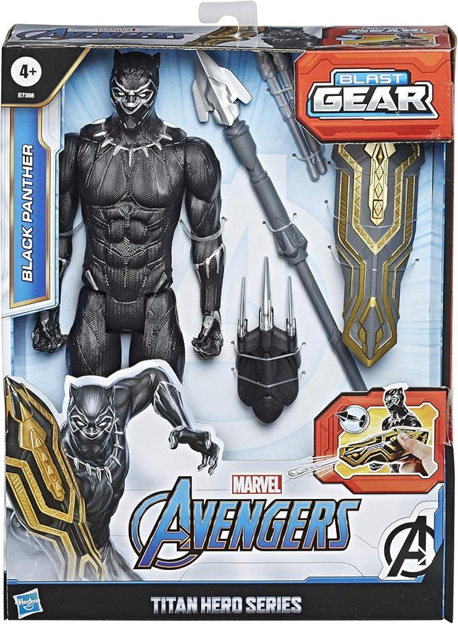 Avengers Titan Hero Series Blast Gear Deluxe Black Panther Action Figure, 12-Inch Toy, Inspired by Marvel Comics, for Kids Ages 4 and Up