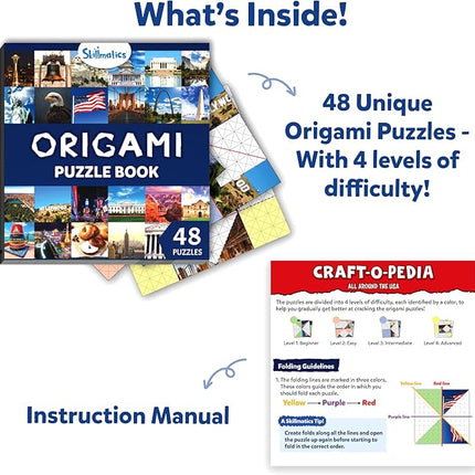 Skillmatics Origami Puzzle Book - 48 Folding Puzzles for Kids, Fun STEM Toy & Brain Teasers, Educational & Travel Gifts for Ages 8, 9, 10 and Up
