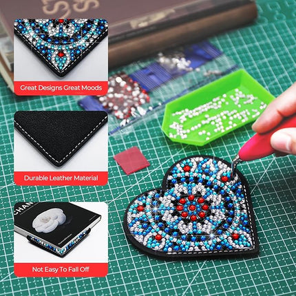 Diamond Painting Bookmark Shape Rhinestone Crystal DIY Diamond Drawing Bookmark by Number Embroidery Painting for Arts Crafts Gift (Black Heart)