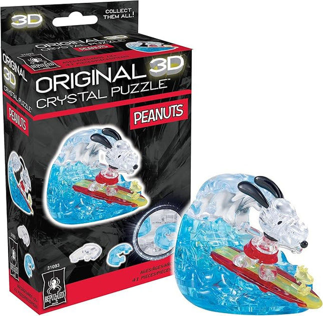 BePuzzled, Peanuts Snoopy Surf Original 3D Crystal Puzzle, Based on Characters from the Beloved Peanuts Comic Strip, Puzzlers Ages 12 and Up