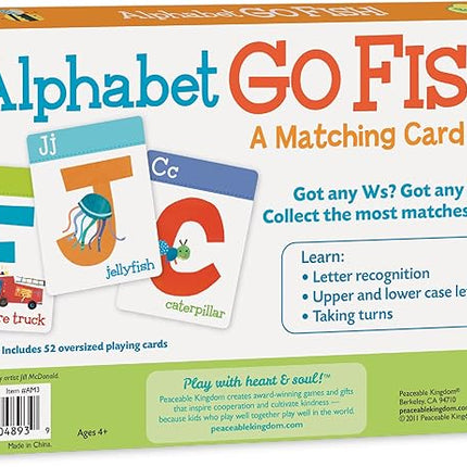Peaceable Kingdom Alphabet Go Fish Letter Matching Card Game with 52 Oversized Cards Card Games for Kids Ages 4+ 2 to 6 Players