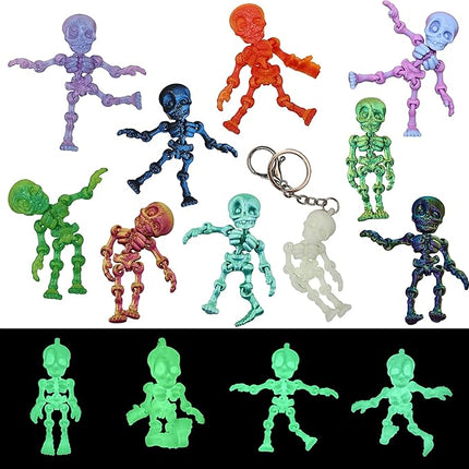 14 PCS Halloween 3D Printed Skeleton Man Animal Fidget Toy, Spooky Party Favors, Classroom Prizes, Sensory Toys for Kids, Halloween Decorations（3.15In/8cm）