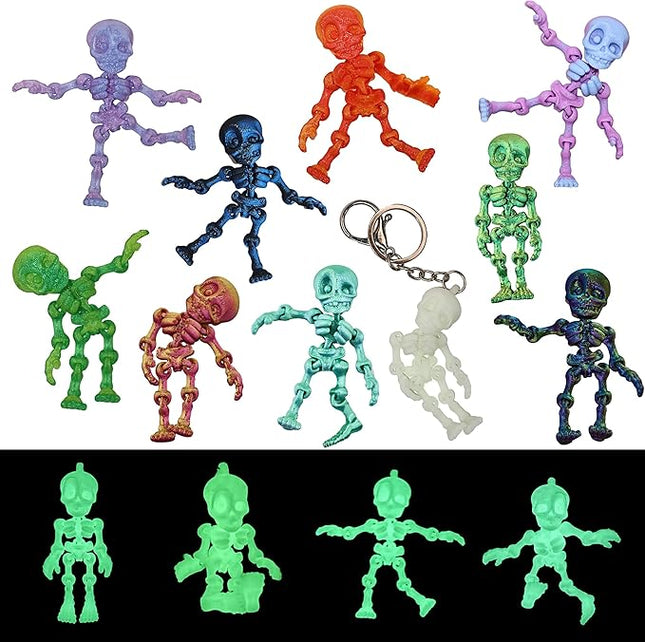 14 PCS Halloween 3D Printed Skeleton Man Animal Fidget Toy, Spooky Party Favors, Classroom Prizes, Sensory Toys for Kids, Halloween Decorations（3.15In/8cm）