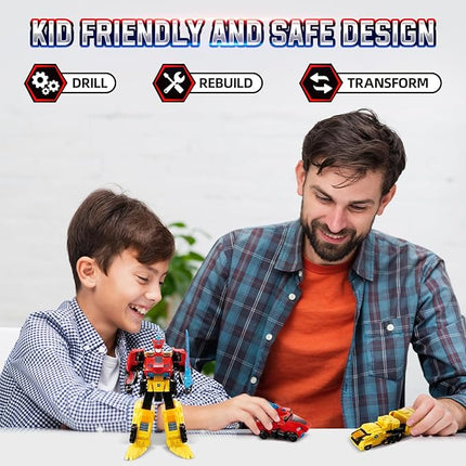 Transforming Toys, 2-in-1 Transforming Robot Raptor Tron, 7.48-inch Action Figure Children's Robot Toy, Cool Transforming Toys for Boys and Girls Age 5+, Red and Yellow